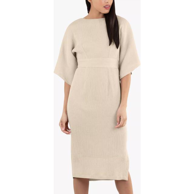 Closet London Stone Cream Kimono Pencil Midi Dress Size:14