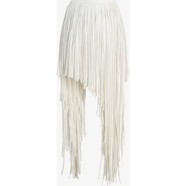 Phia Asymmetric Faux Leather Fringe Skirt - ECRU - 4