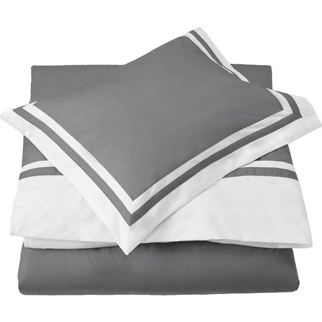 Oxford påslakanset grå/vit - Grå / Vit (1 st 220 x 220 cm + 2 st 50 x 60 cm)