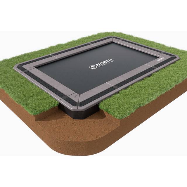 North In Ground + Skyddsnät Rektangulär / 3,6 m x 2,5 m / Studsmatta