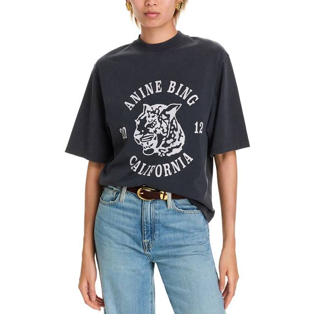 Avi Tee Collegiate Leopard - Washed Charcoal Xs