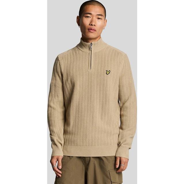 Lyle & Scott Wool Blend Ribbed Quarter Zip Jumper