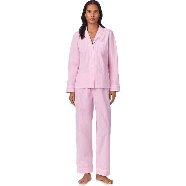 Lauren Ralph Lauren Logo Stripe Pyjama Set, 674 Pink Stripe