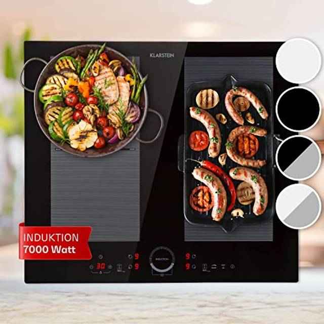 Klarstein Induction Hob, 7000W Electric Hob Induction Cooker, 4 Ring Electric Pan Hob, Built-In Table Top Cookers w/ 4 Hobs, Touch Control, Induction