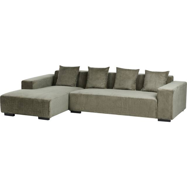 Corner Sofa 4 Seater LUNGO Corduroy Green Right Hand
