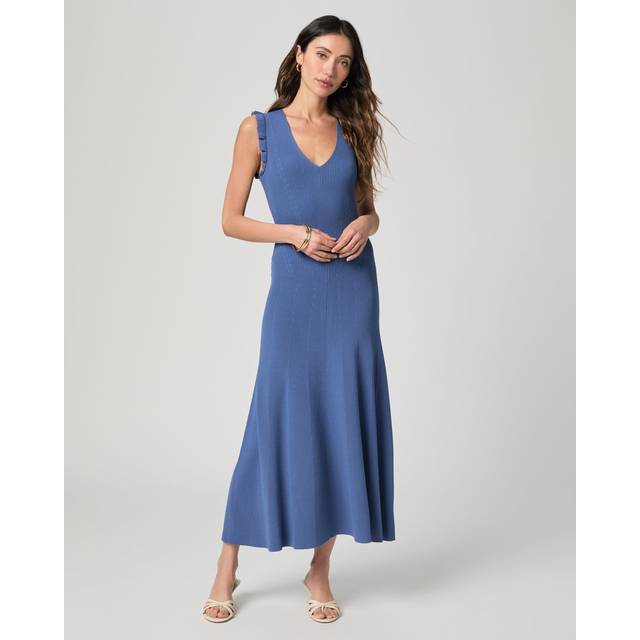 Aniseed Printed V-Neck Maxi Dress - SOFT INDIGO - Medium