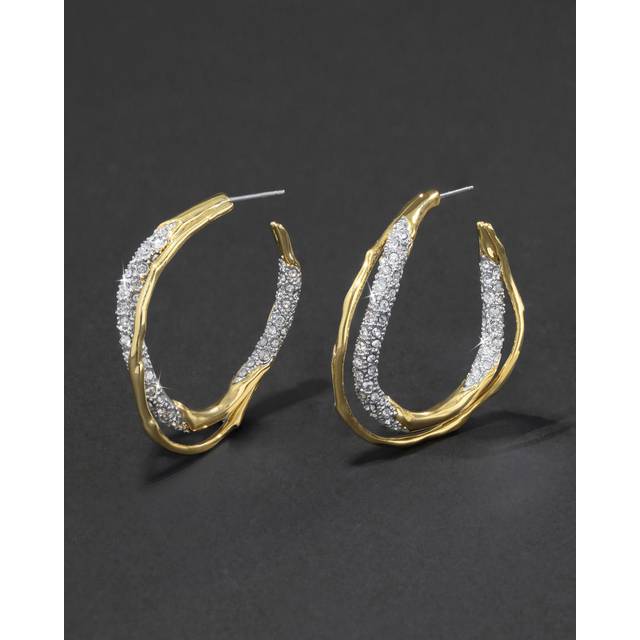 Alexis Bittar Solanales Crystal Twist Hoop Earrings in Gold | Statement Jewelry from Alexis Bittar (One Size)