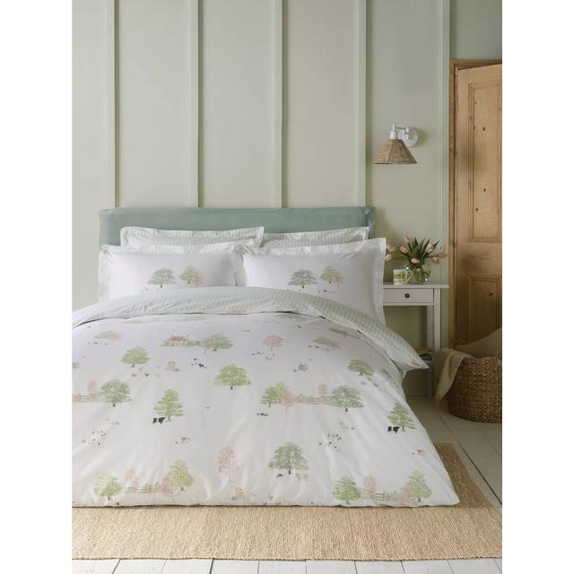 Sophie Allport Spring Cottage Duvet Cover Bedding Set Green - Green/White