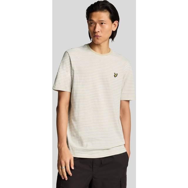 Lyle & Scott Linen Blend Breton Stripe T-Shirt - Off White, Off White, Size 2Xl, Men - 2XL