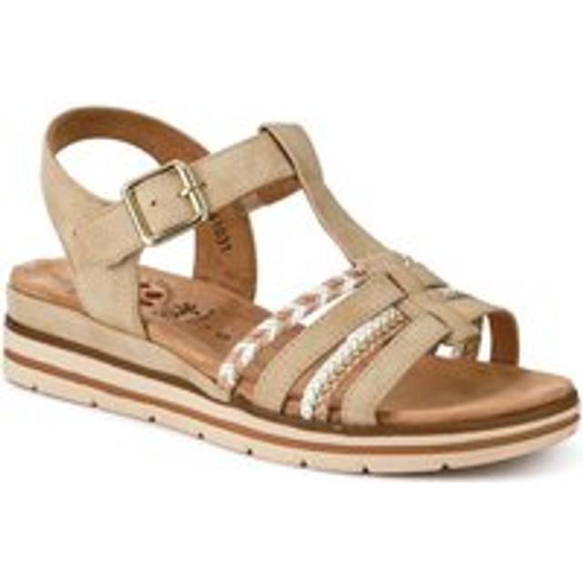 Wide-Fit Strappy Buckle-Up Sandals - RELIF41031 / 326 874 - Beige