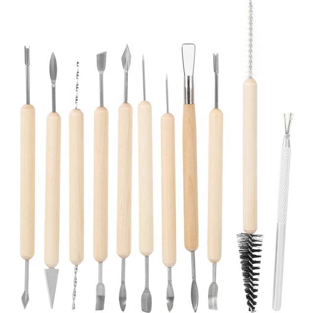 11Pcs Clay Sculpting Tool Stainless Steel Wooden Handle Modeling Carved Supplies11Pcs Clay