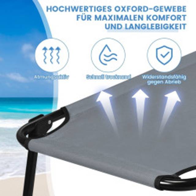 Campsäng campingsäng rymmer upp till 150 kg hopfällbar säng solstol säng camping solstol enkelsäng 191 x 56 x 31cm grå
