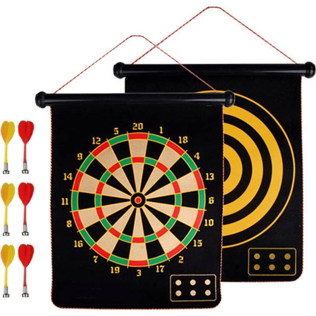Double Sided Magnetic Dartboard Dart Board Game Set with 6pcs Darts for Kids Adults