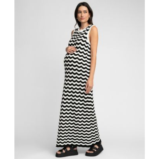 Wave Stitch Knit Maxi Maternity Dress