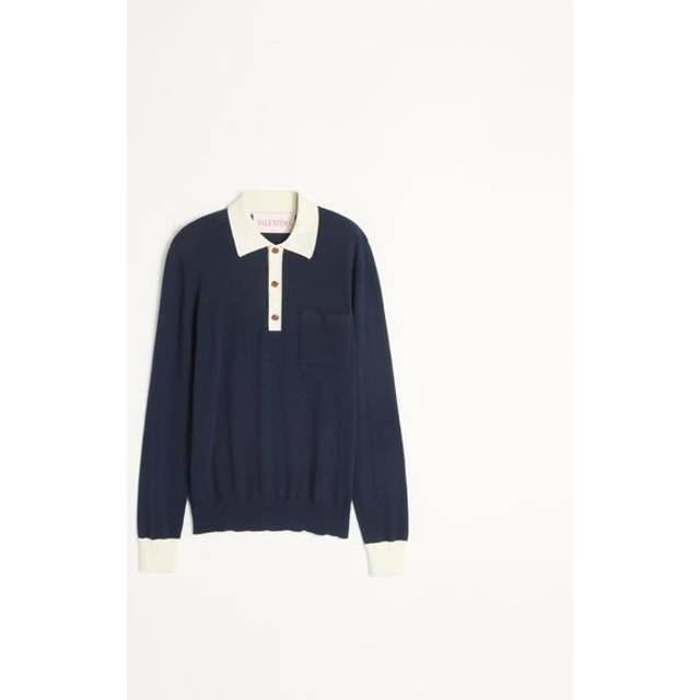VALENTINO | Blue cotton knit polo shirt | Man | L - blue (L)