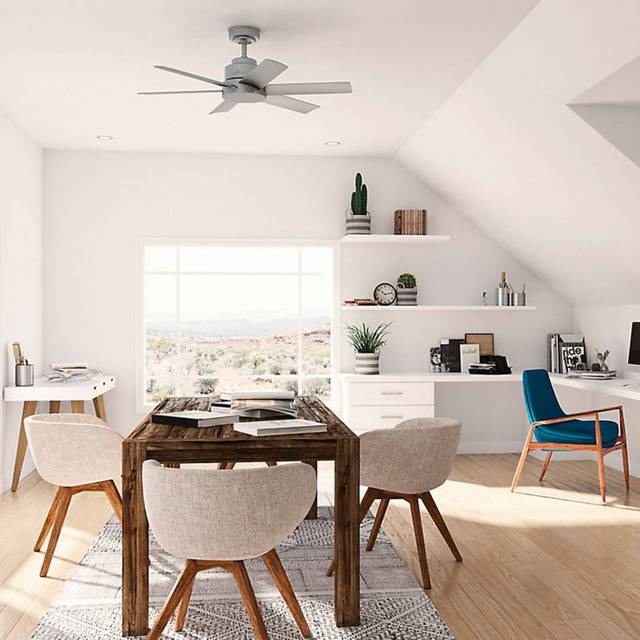 HUNTER FAN Ceiling Fan Kennicott 112 cm Indoor and Outdoor, and Wall control, Matte Silver, 6 Blades Matte Silver and Matte Silver Ideal for Summer or