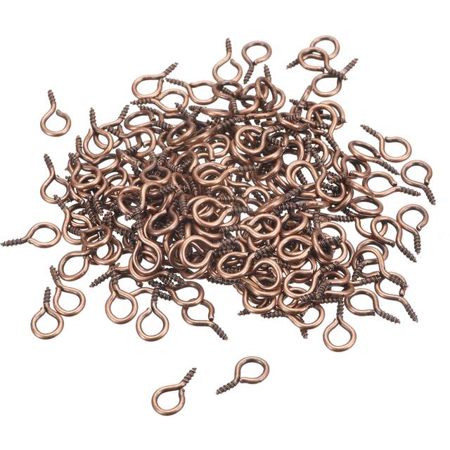500pcs small screw eye hooks mini eyelets screws, 6.5x13x1.2mm, copper tone