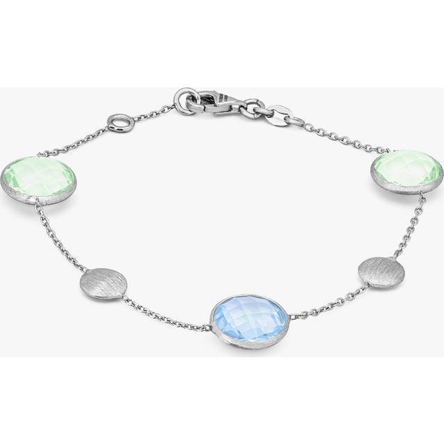Kensington Bracelet in 9K Satin White Gold with Topaz and Green Amethyst