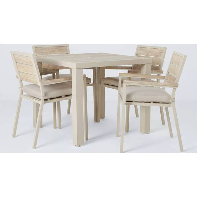 John Lewis Platform 4-Seater Wood-Effect Garden Dining Table & Chairs Set, Black