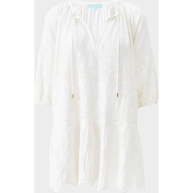 Pearl Broderie Cutwork Caftan Coverup - IVORY - Small
