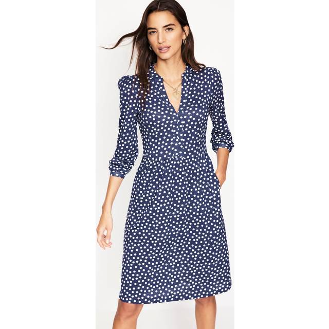 Boden Naomi Spot Relaxed Jersey Dress, Navy/Multi