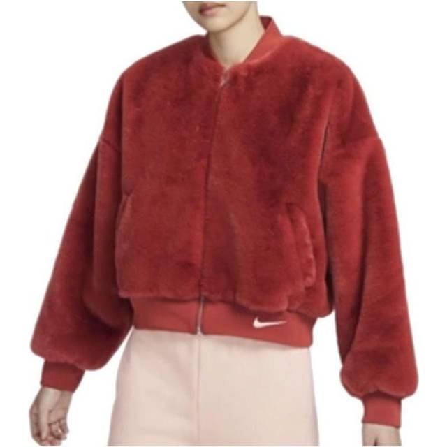 (WMNS) Nike Sportswear Reversible Faux Fur Bomber Jacket 'Red' FB8693-832