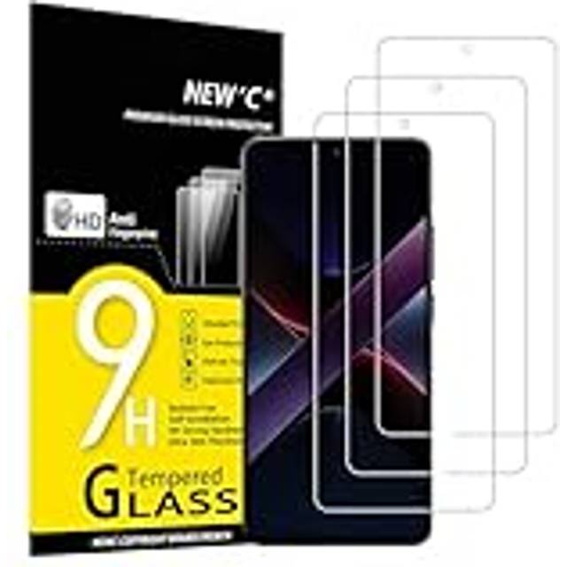 NEW'C 3 Pack, skärmskydd i glas för Xiaomi POCO X7 Pro, bubbelfri, 9H hårdhet, 0,33 mm ultratransparent, ultrabeständigt härdat glas