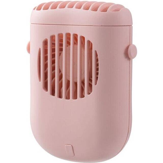 (Pink) Mini Neck Hang Fan Three Gears Wind Speed USB Air Cooler 1200mAh Battery Capacity Portable for Sport Outdoors Travel