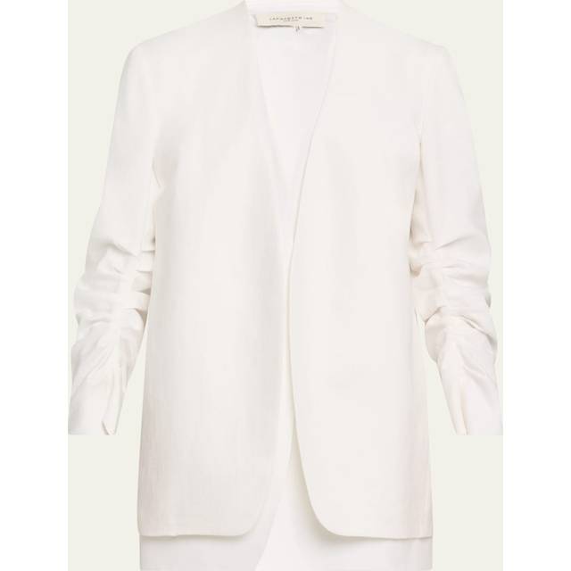 Layered Pleated-Sleeve Blazer - WHITE - X-Small