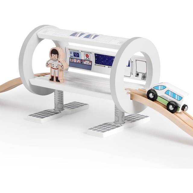 SainSmart Jr. Wooden Train Track Accessory  Space Station Train Set with Astronaut & Cosmic Train  Compatible with Brio  Thomas  Melissa and