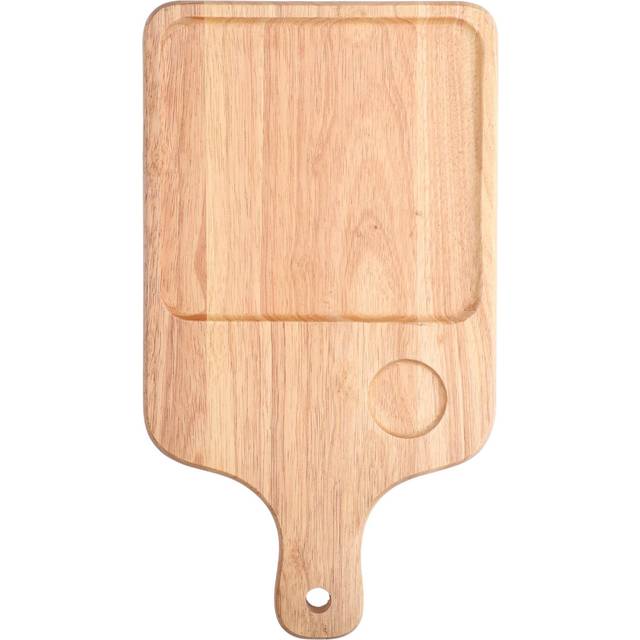 Irregular Rubber Wood Bread Board with Handle Wooden Kitchen Cutting Chopping Boards L