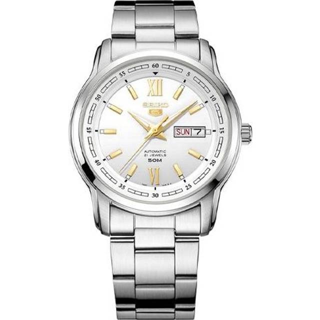 Men's SEIKO No. 5 Sports Steel strip waterproof Business Mechanical Watch White - WHITE - F