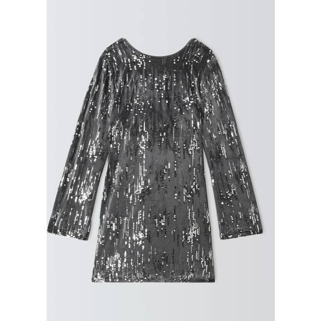 John Lewis Kids' Ombre Sequins Party Dress, Silver