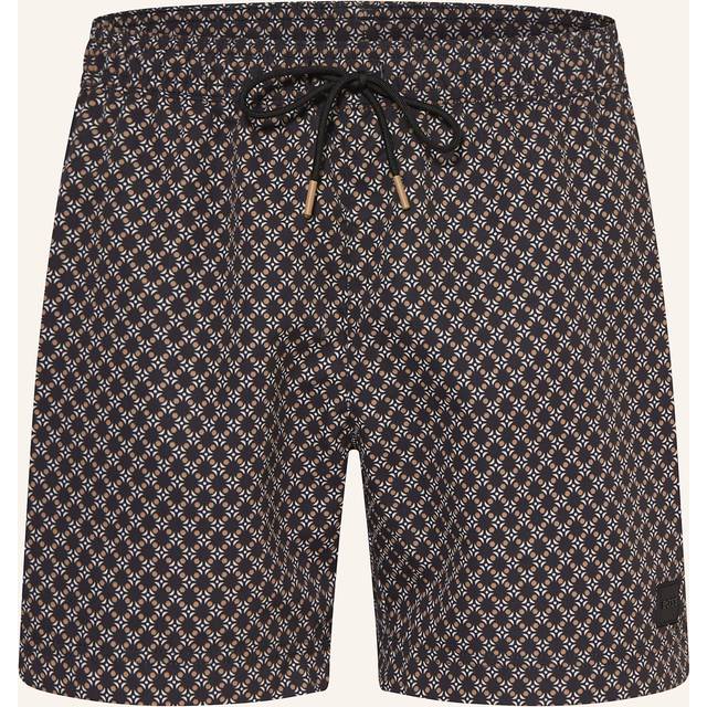 BOSS Geometric Print Swim Shorts, Black/Multi