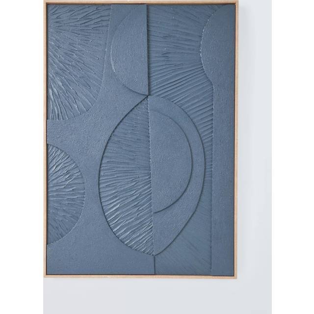 John Lewis 'Abstract Shapes' Framed Hand Painted 3D Canvas, 100 x 70cm, Navy