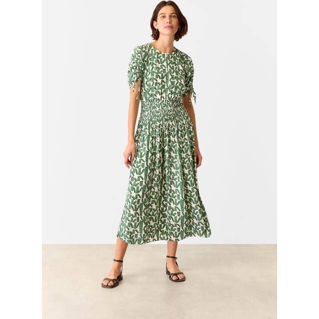 Whistles Abstract Squares Midi Dress, Ivory/Green