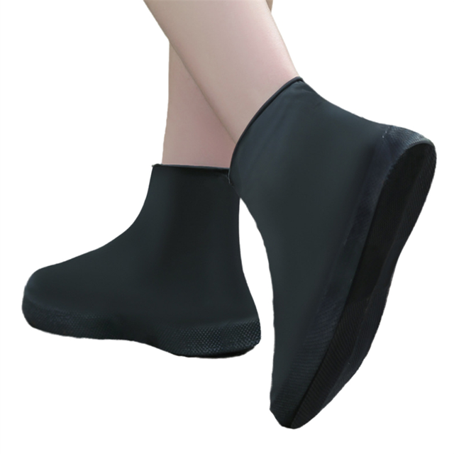 Anti-slip latex shoe covers reusable non-slip waterproof black