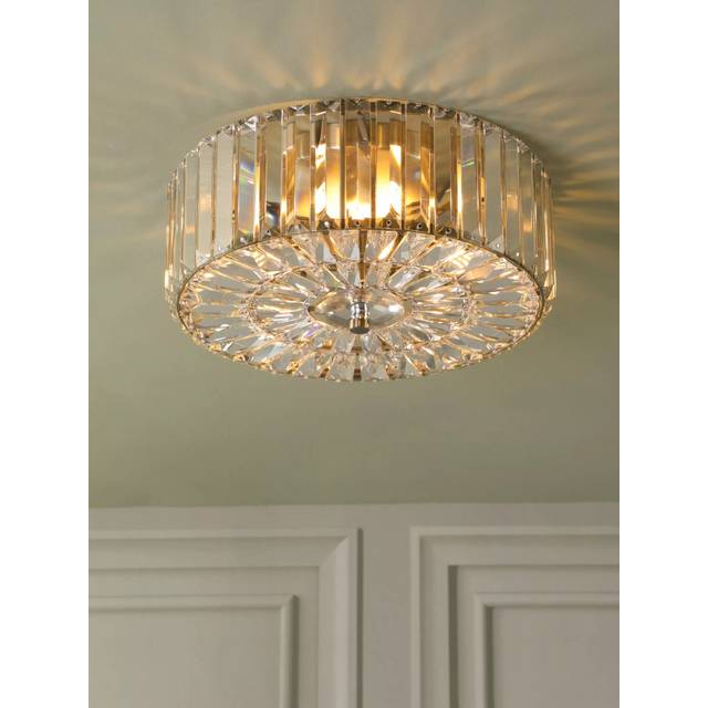Laura Ashley Fernhurst 3 Bulb Flush Ceiling Light, Antique Brass