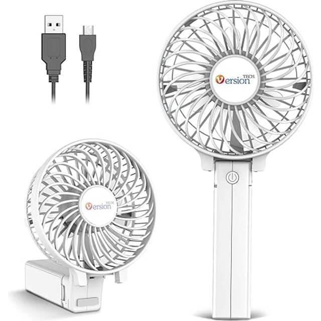 VersionTech Handheld Fan Portable USB Rechargeable with 3 Speeds,Battery Operated Electric Powered Mini Foldable Desk Fan for Home Office Ceiling Tra