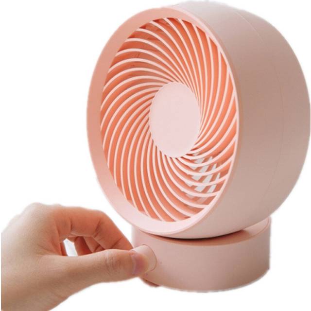 USB Rechargeable Adjustable Wind Mini Air Circulation Round Mute Office Fan(Pink)