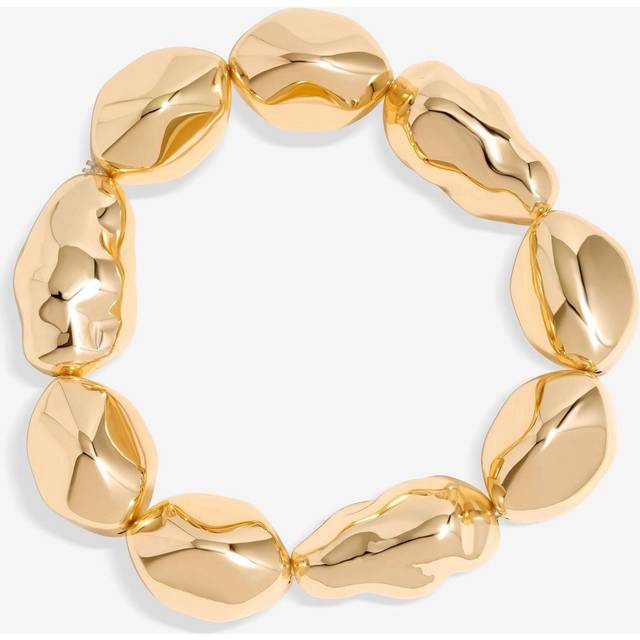 Womens Gold Sculpted Casted Nugget Stretch Bracelet - Metallics - One Size