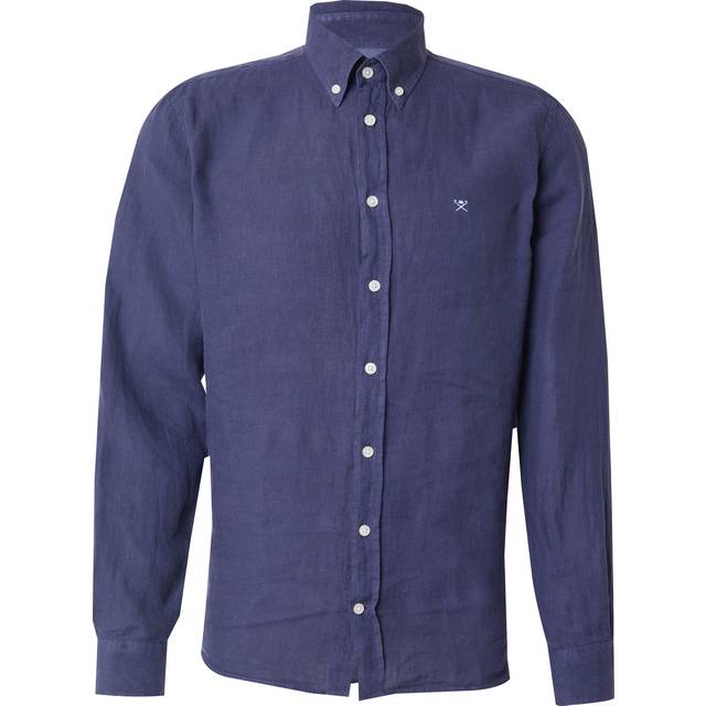 Hackett London Linen Tailored Fit Contrast Logo Shirt