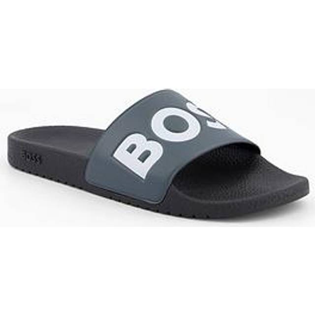 BOSS Aryeh Contrast Logo Sliders -Grey/White - Medium Grey, Medium Grey, Size 7, Men