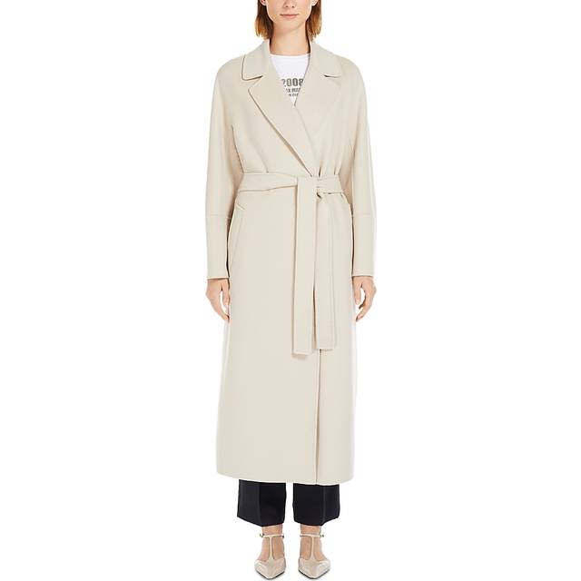 S Max Mara Women&#39;s Wool Belted Coat in Beige | Size 40 | 19011081600 (40)