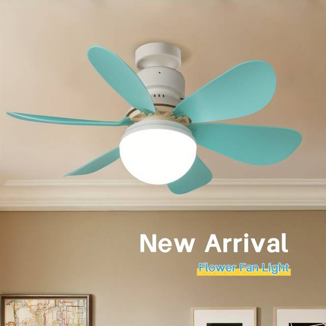 (Blue) Modern 30W Ceiling Fan with Light & Remote - Perfect for Small Spaces in Kitchen