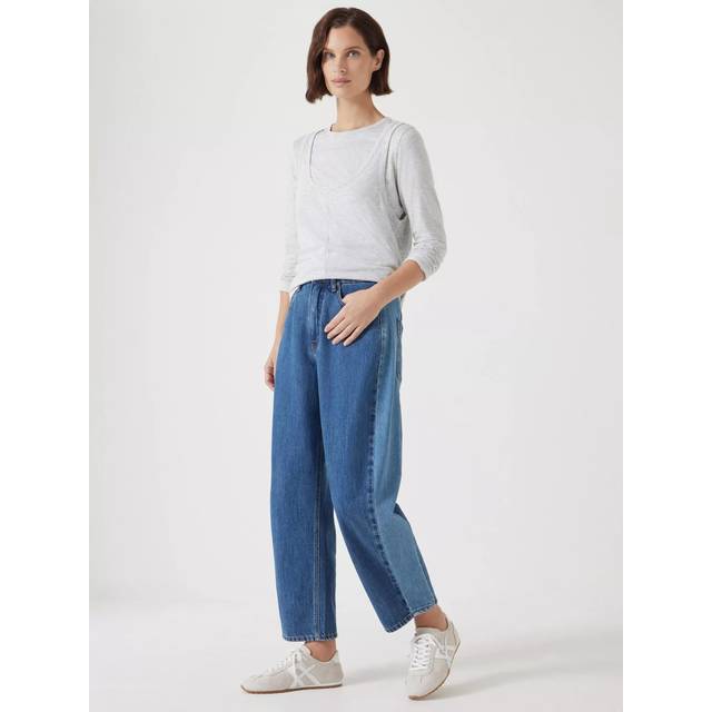 HUSH Two Tone Barrel Leg Jeans, Blue