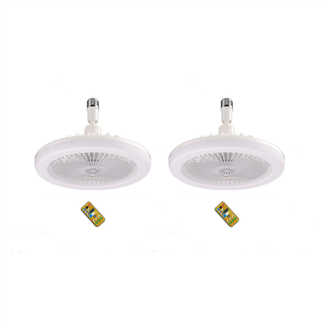 2X Ceiling Fan with Remote Control and Light 30W LED Lamp Smart Silent E27 Converter Base White