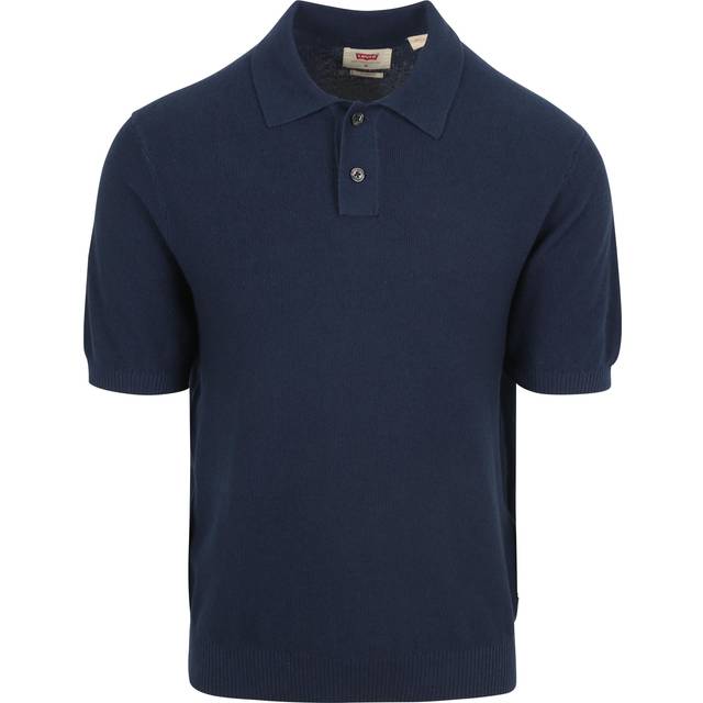 Levi's Levis Cotton Linen Knitted Polo Shirt- Navy, Navy, Size Xl, Men - XL