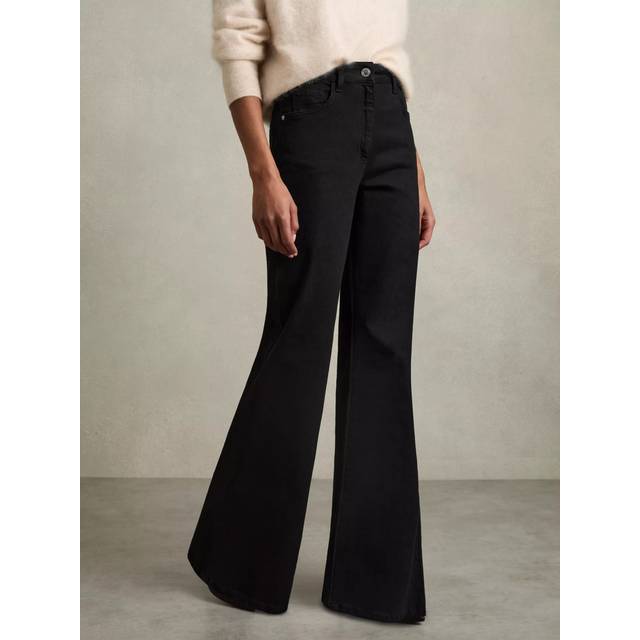 Reiss Petite Bonnie Flared Jeans, Black