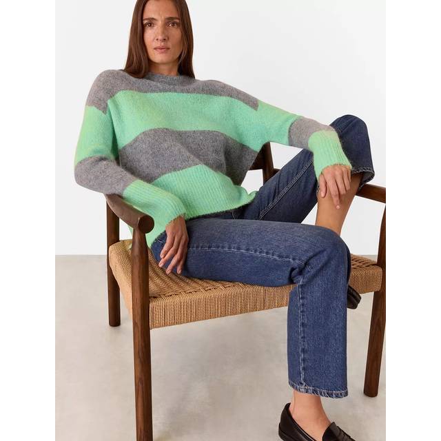 Whistles Alpaca Mix Stripe Knit, Green/Multi